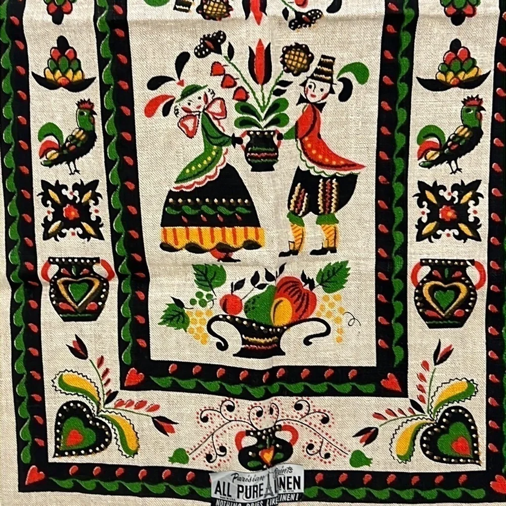 Parisian Prints Linen Table Runner Vintage Dutch Design